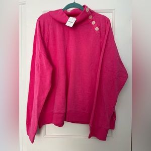 J Crew Button Neck Sweatshirt in pink 3X